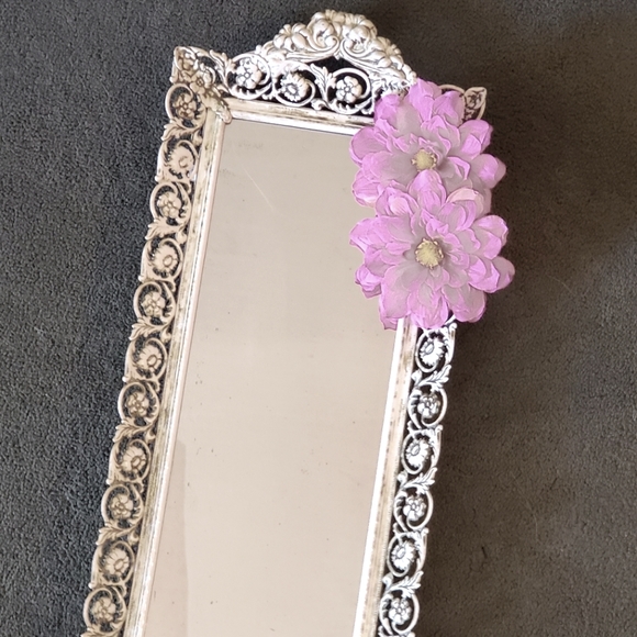 Vintage Other - Antique Ornate Floral Mirrored Vanity Tray